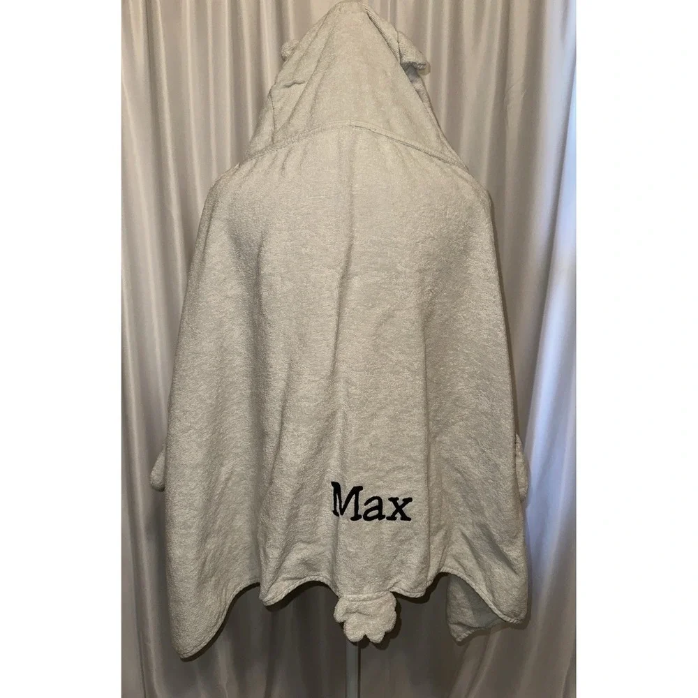 Pillow Fort Bath Towel Embroidered Max Light Gray Koala Bear Hooded